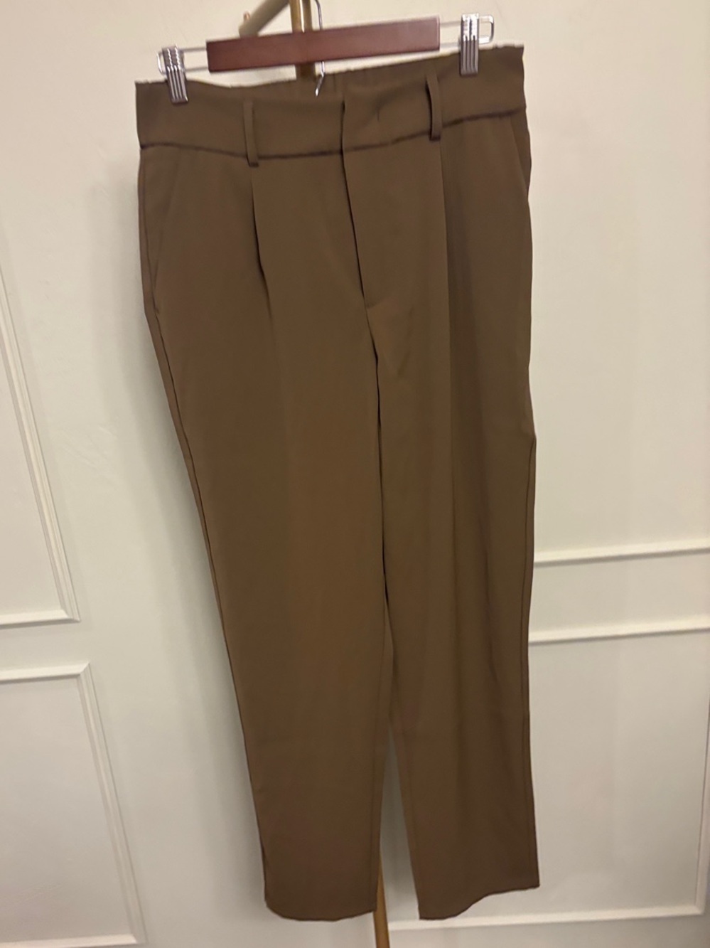 Halara Med Tall High Waist Work Pants Straight Leg Dress in Olive